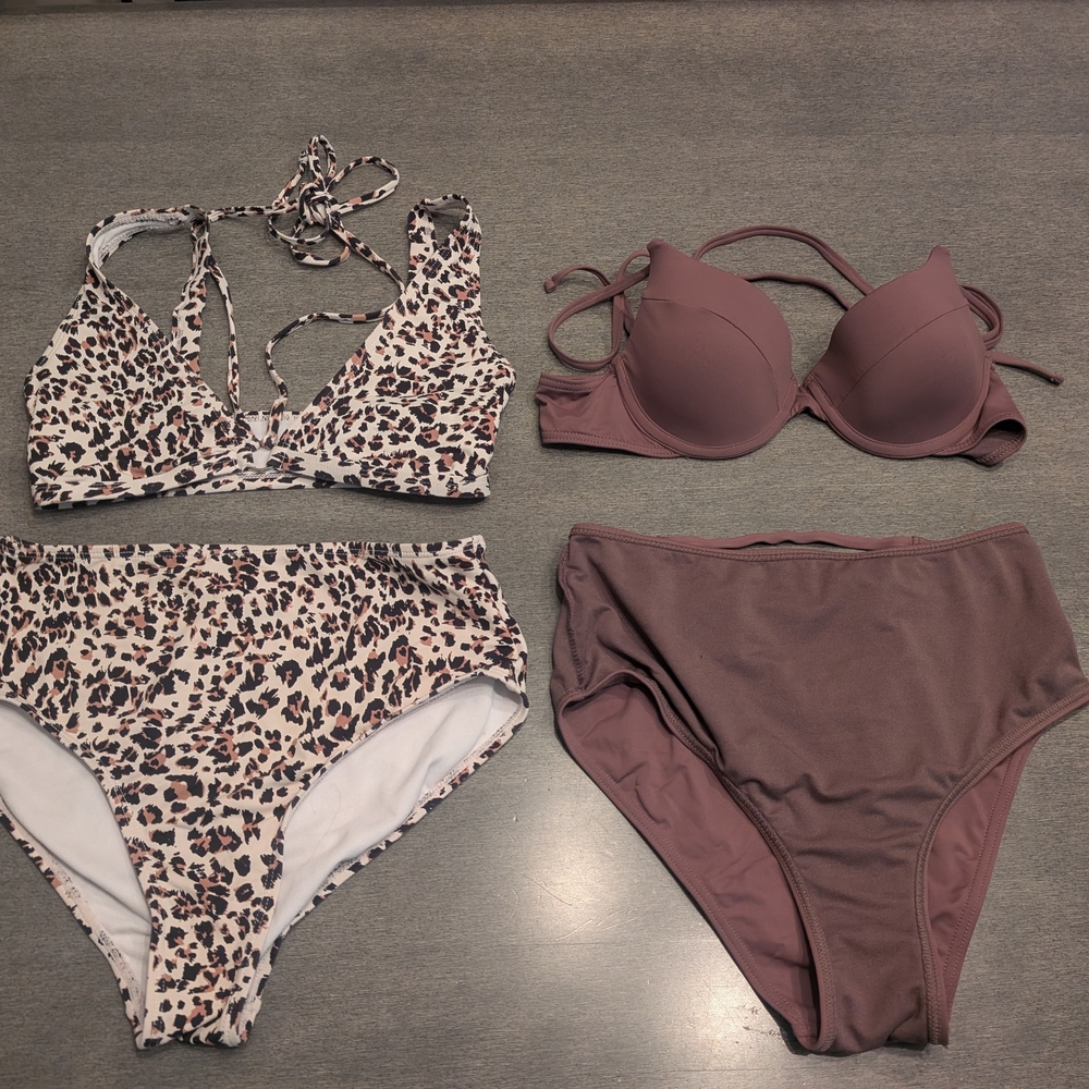Lot 2 Size Small Fashion Nova Leopard Print+ Mauve Taupe Bikini